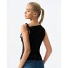 QINSEN Women’s Sleeveless Tank Tops High Neck Double Lined Summer Crop Going Out Shirts(Black)