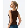 QINSEN Women’s Sleeveless Tank Tops High Neck Double Lined Summer Crop Going Out Shirts(Coffee Bean)