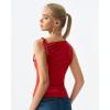 QINSEN Women’s Sleeveless Tank Tops High Neck Double Lined Summer Crop Going Out Shirts(Fairy Red)