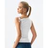 QINSEN Women’s Sleeveless Tank Tops High Neck Double Lined Summer Crop Going Out Shirts(White)
