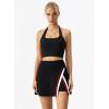 QINSEN Tennis Skirts for Women Side Slit A Line Athletic Skort High Waisted Golf Workout Skirt with Shorts Pockets(Black)