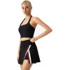 QINSEN Tennis Skirts for Women Side Slit A Line Athletic Skort High Waisted Golf Workout Skirt with Shorts Pockets(Black)