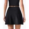 QINSEN Tennis Skirts for Women Side Slit A Line Athletic Skort High Waisted Golf Workout Skirt with Shorts Pockets(Black)