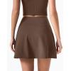 QINSEN Tennis Skirts for Women Side Slit A Line Athletic Skort High Waisted Golf Workout Skirt with Shorts Pockets(Brown)