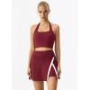 QINSEN Tennis Skirts for Women Side Slit A Line Athletic Skort High Waisted Golf Workout Skirt with Shorts Pockets(Burgundy)