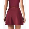 QINSEN Tennis Skirts for Women Side Slit A Line Athletic Skort High Waisted Golf Workout Skirt with Shorts Pockets(Burgundy)