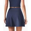 QINSEN Tennis Skirts for Women Side Slit A Line Athletic Skort High Waisted Golf Workout Skirt with Shorts Pockets(Navy)