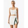 QINSEN Tennis Skirts for Women Side Slit A Line Athletic Skort High Waisted Golf Workout Skirt with Shorts Pockets(White)