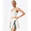 QINSEN Tennis Skirts for Women Side Slit A Line Athletic Skort High Waisted Golf Workout Skirt with Shorts Pockets(White)