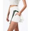 QINSEN Tennis Skirts for Women Side Slit A Line Athletic Skort High Waisted Golf Workout Skirt with Shorts Pockets(White)