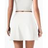 QINSEN Tennis Skirts for Women Side Slit A Line Athletic Skort High Waisted Golf Workout Skirt with Shorts Pockets(White)