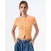 QINSEN Women’s Crewneck Short Sleeve T Shirts Ribbed Button Going Out Trendy Tops(Orange)