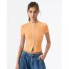 QINSEN Women’s Crewneck Short Sleeve T Shirts Ribbed Button Going Out Trendy Tops(Orange)