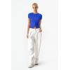QINSEN Women’s Crewneck Short Sleeve T Shirts Ribbed Button Going Out Trendy Tops(Sapphire Blue)
