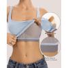 QINSEN Womens Tank Tops with Built in Bras Square Neck Double Lined Basic Sleeveless Workout Tops(Light Blue)