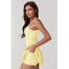 QINSEN Womens Square Neck Tennis Dress Pleated Sleeveless Built in Shorts Golf Athletic Dress with Pockets(Baby Yellow)