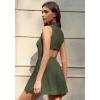 QINSEN Womens Zip Front Tennis Dress High Neck Pleated Sleeveless Two Pieces Golf Athletic Dress with Pockets(Army Green)