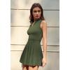 QINSEN Womens Zip Front Tennis Dress High Neck Pleated Sleeveless Two Pieces Golf Athletic Dress with Pockets(Army Green)
