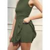 QINSEN Womens Zip Front Tennis Dress High Neck Pleated Sleeveless Two Pieces Golf Athletic Dress with Pockets(Army Green)