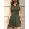 QINSEN Womens Zip Front Tennis Dress High Neck Pleated Sleeveless Two Pieces Golf Athletic Dress with Pockets(Army Green)