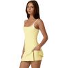 QINSEN Womens Spaghetti Strap Tennis Dress with Shorts Workout Side Slit Active Golf Dresses(Light Yellow)