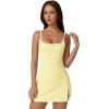 QINSEN Womens Spaghetti Strap Tennis Dress with Shorts Workout Side Slit Active Golf Dresses(Light Yellow)