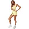 QINSEN Womens Square Neck Tennis Dress Sleeveless Built in Shorts Golf Athletic Dress with Pockets(Light Yellow)