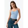 QINSEN Womens Cross Back Tank Top V Neck Double Lined Camisole Top Sleeveless Spaghetti Strap Going Out Tops(Sky Blue)