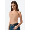 QINSEN Womens Cross Back Tank Top V Neck Double Lined Camisole Top Sleeveless Spaghetti Strap Going Out Tops(Tan)