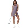 QINSEN Womens Zip Front Tennis Dress Polo Collar Racer Back Workout Golf Dresses Build in Shorts with Pockets(Twilight Purple)