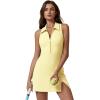 QINSEN Womens Zip Front Tennis Dress Polo Collar Racer Back Workout Golf Dresses Build in Shorts with Pockets(Yellow)