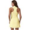 QINSEN Womens Zip Front Tennis Dress Polo Collar Racer Back Workout Golf Dresses Build in Shorts with Pockets(Yellow)