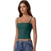 QINSEN Women’s Double Lined Basic Tank Top Adjustable Spaghetti Straps Sleeveless Camisole Shirts(Malachite Green)