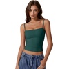 QINSEN Women’s Double Lined Basic Tank Top Adjustable Spaghetti Straps Sleeveless Camisole Shirts(Malachite Green)