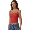 QINSEN Women’s Double Lined Basic Tank Top Adjustable Spaghetti Straps Sleeveless Camisole Shirts(Red With White Dots)