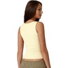 QINSEN Women’s Square Neck Sleeveless Double-Layer Tank Tops Basic Tight T Shirts(Light Yellow)
