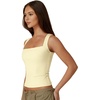QINSEN Women’s Square Neck Sleeveless Double-Layer Tank Tops Basic Tight T Shirts(Light Yellow)