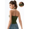 QINSEN Women’s Backless Halter Tank Top Button Closure Square Neck Double Line Casual Daily Top Going Out Cami(Army Green)