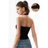 QINSEN Women’s Backless Halter Tank Top Button Closure Square Neck Double Line Casual Daily Top Going Out Cami(Black)