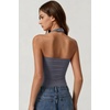 QINSEN Women’s Backless Halter Tank Top Button Closure Square Neck Double Line Casual Daily Top Going Out Cami(Dark Grey)