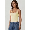 QINSEN Women’s Backless Halter Tank Top Button Closure Square Neck Double Line Casual Daily Top Going Out Cami(Light Yellow)