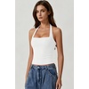 QINSEN Women’s Backless Halter Tank Top Button Closure Square Neck Double Line Casual Daily Top Going Out Cami(White)