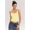 QINSEN Womens Tank Tops with Built in Bras Square Neck Double Lined Basic Sleeveless Workout Tops(Baby Yellow)