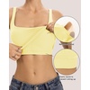 QINSEN Womens Tank Tops with Built in Bras Square Neck Double Lined Basic Sleeveless Workout Tops(Baby Yellow)