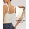QINSEN Womens Tank Tops with Built in Bras Square Neck Double Lined Basic Sleeveless Workout Tops(Beige)