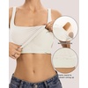 QINSEN Womens Tank Tops with Built in Bras Square Neck Double Lined Basic Sleeveless Workout Tops(Beige)