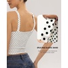 QINSEN Womens Tank Tops with Built in Bras Square Neck Double Lined Basic Sleeveless Workout Tops(Black Polka Dots)