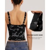 QINSEN Womens Tank Tops with Built in Bras Square Neck Double Lined Basic Sleeveless Workout Tops(Blackgrey Camo)