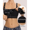 QINSEN Womens Tank Tops with Built in Bras Square Neck Double Lined Basic Sleeveless Workout Tops(Blackgrey Camo)