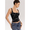 QINSEN Womens Tank Tops with Built in Bras Square Neck Double Lined Basic Sleeveless Workout Tops(Blackgrey Camo)